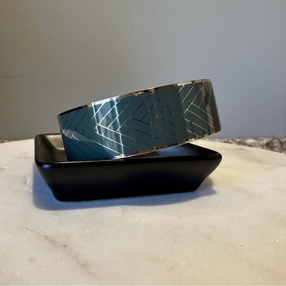 J. Crew - Chevron Enameled Gray Bangle - Picture 2 of 9